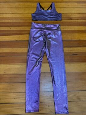 Old Navy Girls Metallic Purple Active Set